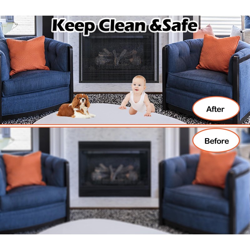Fireplace Cover Screen Fireplace Baby Proofing 45"X34" Safety Mesh Cover