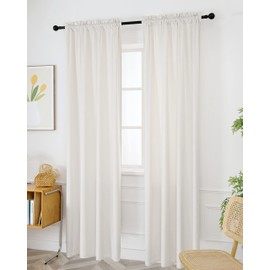 SMILETIME White 84in Long Velvet Curtains with Rod Pocket Thermal Insulated Soft Privacy Room Darkening Velvet Drapes for Bedroom and Living Room, Set of 2 Panels, 52 x 84 Inches Long
