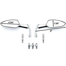 OKSTNO Chrome Grim Reaper Universal Custom Motorcycle Cruiser Mirrors - Free Adapters Rear View Mirrors Pair