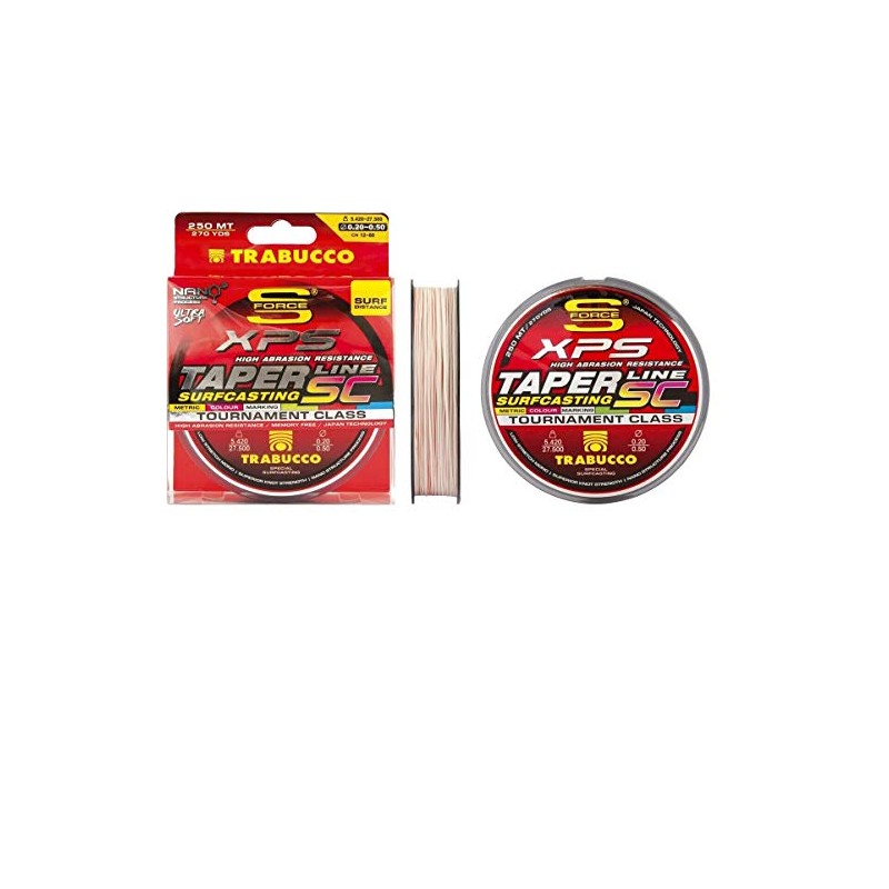Trabucco XPS Taper Line Monofilament Surfcasting Fishing Line, Multicolor, 0.23-0.57,