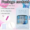 Short Press on Nails Square Blue Fake Nails with Glitters