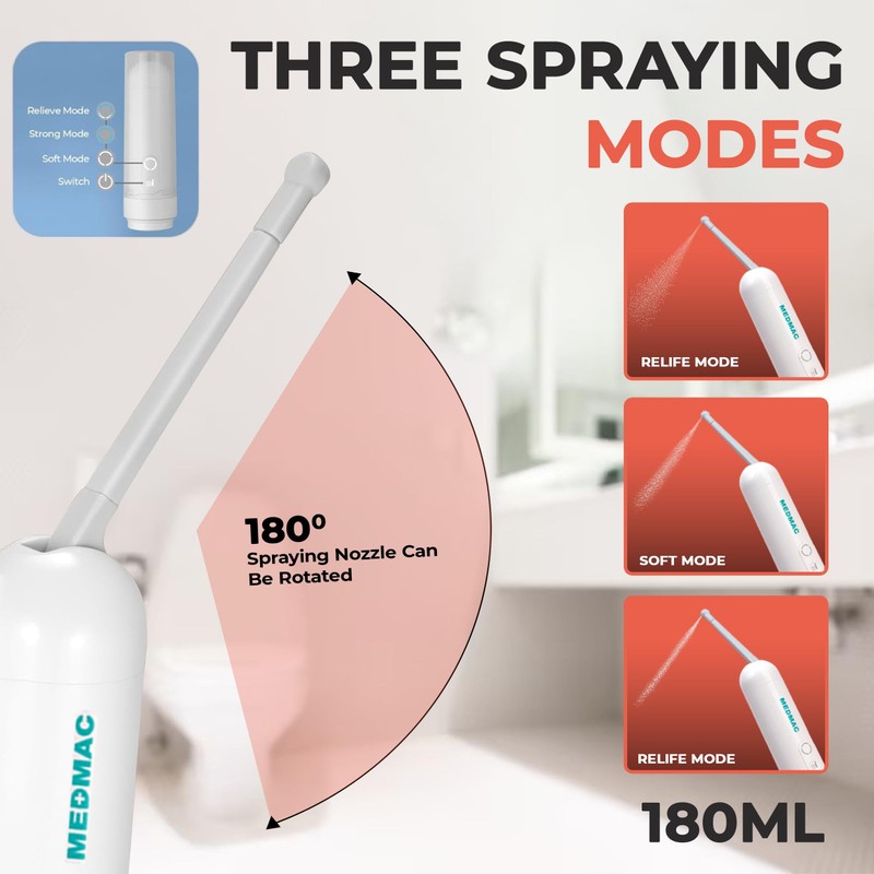 MEDMAC Portable Bidet for Travel, USB-C Rechargable 3 High Pressure