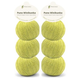 Pascuali Puno Winikunka Knitting Wool Made of 70% Cotton (Organic), 30% Alpaca Wool, Alpaca Wool for Knitting and Crocheting, Colour: Fern 63