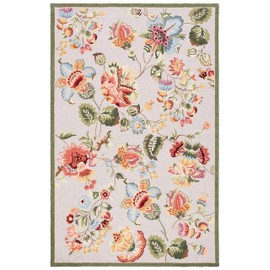 Safavieh Chelsea Collection HK331C Hand-Hooked French Country Wool Area Rug, 5'3" x 8'3", Sage