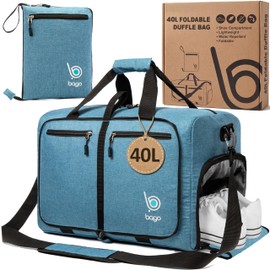 bago Holdall Bags for Men & Women - 40L Spacious Holdall Bag with Shoe Compartment - Save Time & Travel The World in Style & Convenience - Durable, Lightweight & Foldable Duffle Bag (SnowBlue)