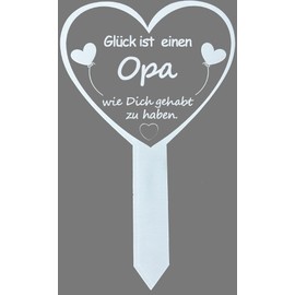 MKISHINE Grave Stake Heart with Saying Glück ist eine Mama/Oma... einen Papa Opa, Grave Decoration Cemetery Grave Decoration Mourning Saying Weatherproof Grave Decoration for Cemetery, 16 x 26 cm