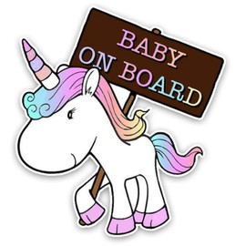 EROSPA® Car Sticker Baby On Board Unicorn Car Sticker