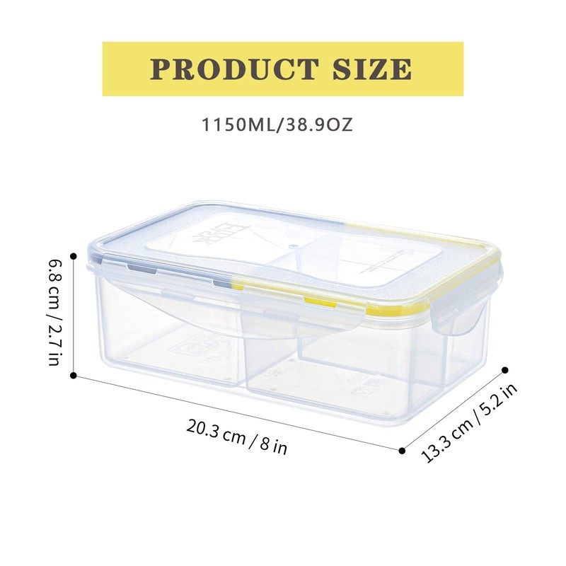 EASYLOCK 2 Pack 1150ML Microwavable Bento Lunch Box with 3