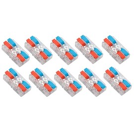 MTUERANC Wire Connectors, Compact Lever Quick Connect Wire Nuts, 2 Into 2 Out Splicing, Clear, Stainless Steel, 10Pcs (28-12 AWG)