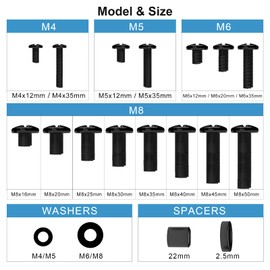 Suptek Universal TV Installation Hardware Kit Includes M4 M5 M6 M8 TV Sets Screws and Spacers for Most TVs Up to 80"/204cm YF-UVSP
