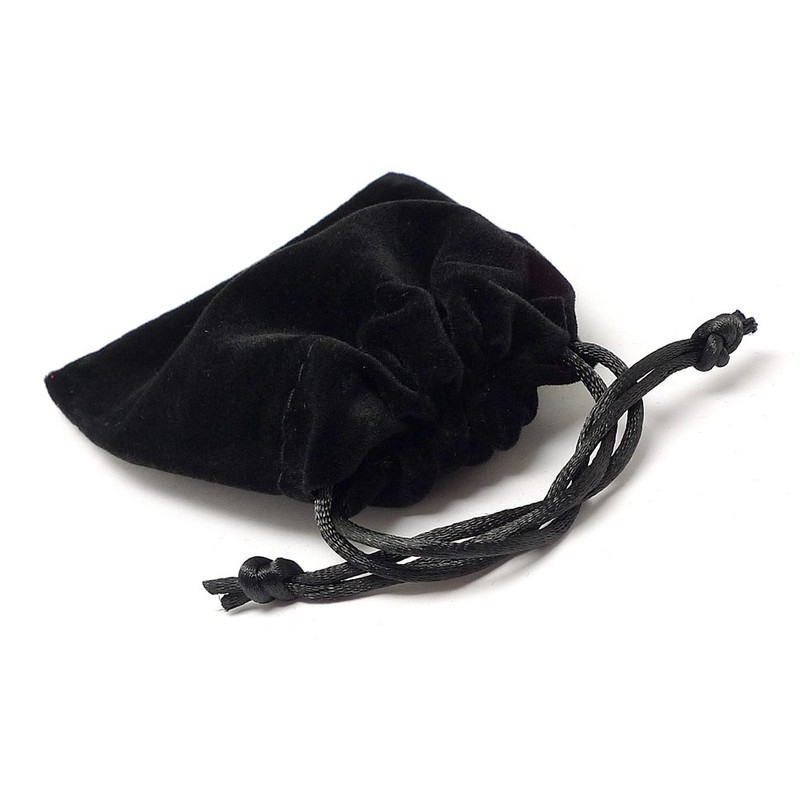 (SAJ) Velour Drawstring Bag Pouch Gift Wrapping Black 4.7 x