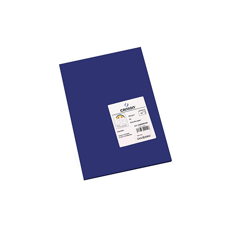 Canson 200040169 Iris Vivaldi glattes, farbiges Papier, A4, ultramarinblau 24