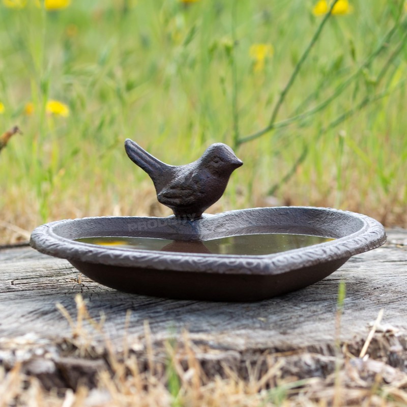 Small Heart Shaped Cast Iron Garden Bird Feeder Bath