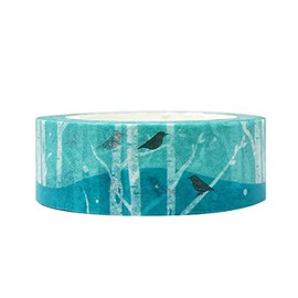 allydrew - Cinta adhesiva Washi de Beautiful Scenery, 15 mm x 10 m, pájaros en bosque azul