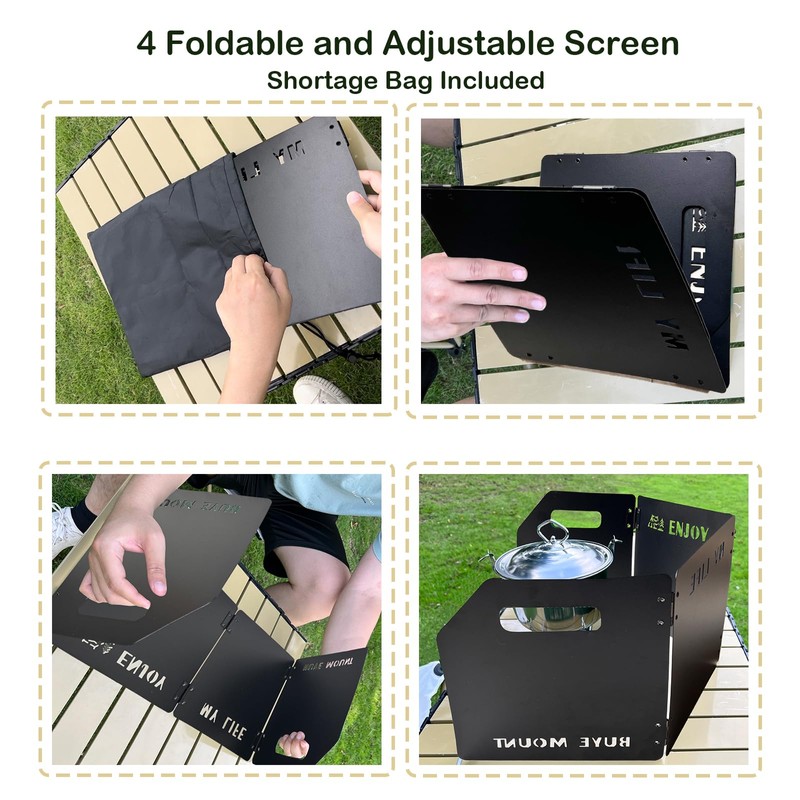 KeoPuals Stove Windscreen - Folding Camping Stove Windshield 4 Plates