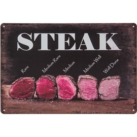 Weatherproof 14 x 20 cm Metal Sign, Wall Sign, Door Sign, Steak and BBQ Fans, Cook and Kitchen Sign - Grill Sign