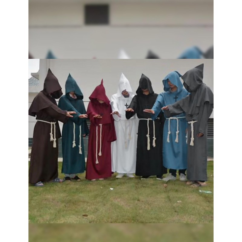 Medieval Renaissance Monk Friar Priest Wizard Cloak Hooded Robe Cosplay