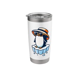 Cool Penguin on Ice with Hat and Shades Stainless Steel Insulated Tumbler