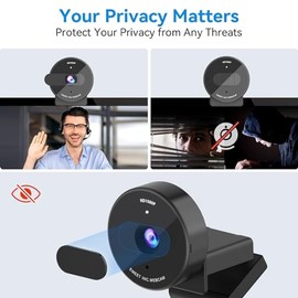 eMeet 1080P - Cámara Web USB con micrófono y Cubierta de privacidad física, micrófono con cancelación de Ruido, corrección automática de luz, cámara W