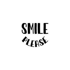 Vinyl Wall Art Decal - Smile Please - 4.5" x 5" - Modern Motivational Quote for Bedroom Mirror Notebooks Laptops Mugs Thermos Cars Window Bumper Sticker Windows Decor