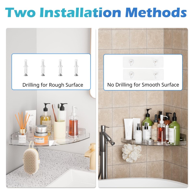 Durmmur 2 Pack Acrylic Corner Shower Caddy, Clear Corner Shower