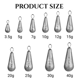 Fishing Pear Lead Set, Fishing Lead Teardrop Shape, Lead Weights Fishing, Fishing Lead Weights, Pear Lead, Fishing Accessories, 3.5g, 5g, 7g, 10g, 12g, 15g, 20g, 25g, 30g, 40g, for Outdoor Fishing
