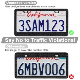 QUANQIUFEI 2 Pack Bling License Plate Frames for Women, Sparkly Rhinestone Diamond Car Accessories for Women, Handcrafted Stainless Steel Car License Plate Cover with Glitter Crystal Caps (Black)