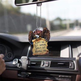 Eagle Automotive Interior Rearview Mirrors Charm,Car Hanging Ornament Get in Sit Down Shut Up Pendant Automotive Mirror Ornament,Home Car Interior Decoration Christmas Hanging Decor