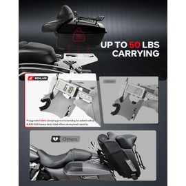 Benlari Thicker Tour Pack Mount Detachable 2-Up Trunk Tour Pack Mounting Rack Fit for Harley Davidson Touring Street Glide Road King Road Glide Electra Glide 2014-2024 (Chrome)