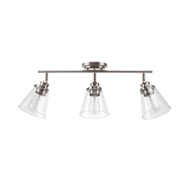 GLOBE Electric 59628 Jackson 3-Light Track Lighting, Brushed Nickel, Clear Glass Shades, Silver, Bulb Not Included