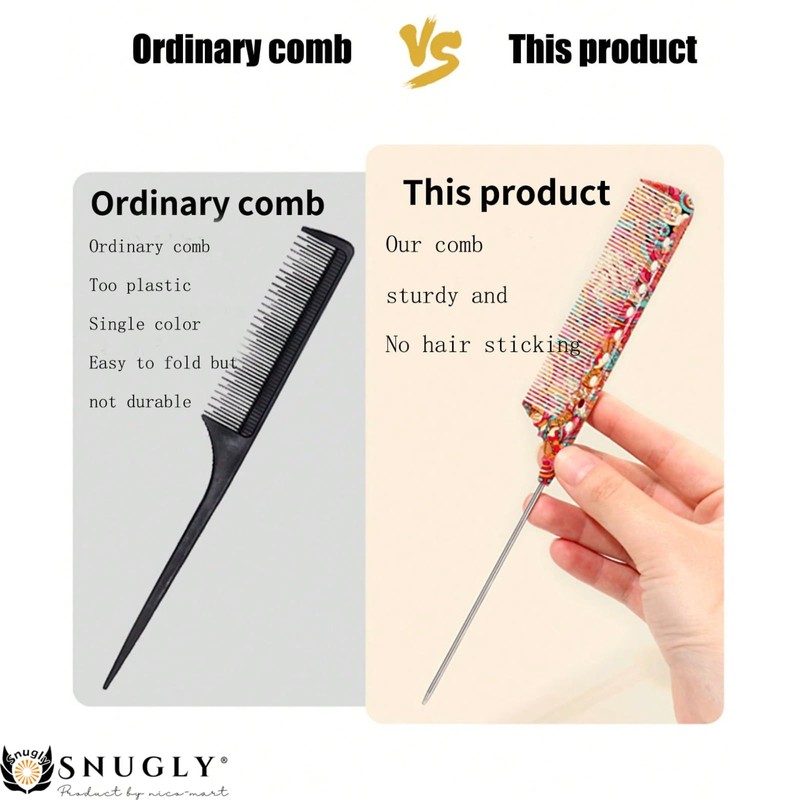 Snugly Professional Heavy Duty Tangle Free Ring Comb with Multiple