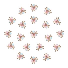 PATIKIL 20PCS Pearl Flower Buttons, Rhinestone Pearl Buttons Embellishments, Colorful