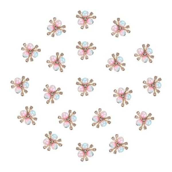 PATIKIL 20PCS Pearl Flower Buttons, Rhinestone Pearl Buttons Embellishments, Colorful