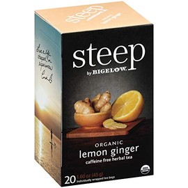 steep Organic Lemon Ginger Herbal 20 Count Box, Certified Organic, Gluten-Free, Kosher Tea in Foil-Wrapped Bags