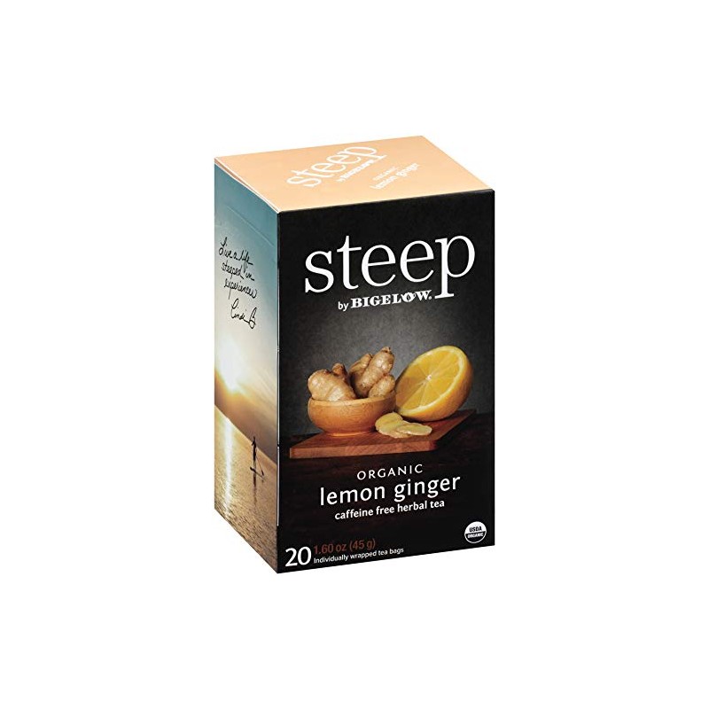 steep Organic Lemon Ginger Herbal 20 Count Box, Certified Organic,