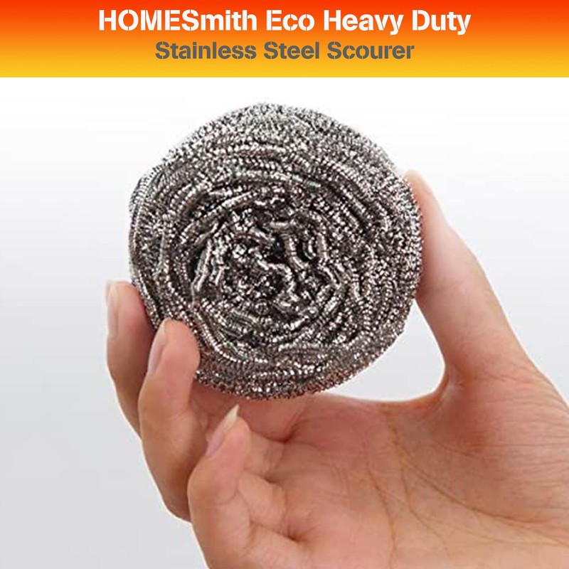 HOMESmith Stainless Steel Scourers – Pack of 6, (HS-130)