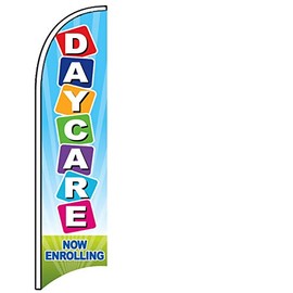 4Less Daycare Now Enrolling Windless Swooper Flag Feather Banner Sign (Flag Only) bb