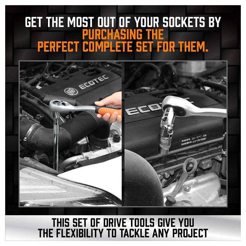 HORUSDY 20-Piece Socket Extension Bar Set, 1/4", 3/8" and 1/2"