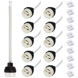 Xiatiaosann GU10 Ceramic Socket Lamp Holder, 15CM 5.9in 250V 300W Ceramic LampHolder for GU10 Bulbs, With Spring Wire Connectors (20 Pcs)