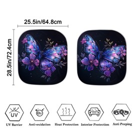 Generic Lishukuss Butterfly Purple Windshield Sun Shade Trucks SUV 2 Piece Car Sun Shade for Women Men Automotive Window Sunshades as Cars,SUV,RV,Truck & Car Accessories