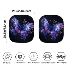 Generic Lishukuss Butterfly Purple Windshield Sun Shade Trucks SUV 2 Piece Car Sun Shade for Women Men Automotive Window Sunshades as Cars,SUV,RV,Truck & Car Accessories