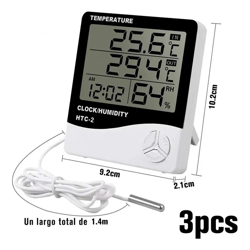 3pcs Higrometro Digital Termometro Htc-2 Medidor De Humedad