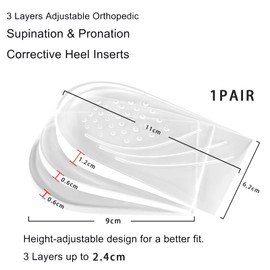Irikdescia 1 Paar Fersenkeil Einlagen, Verstellbare Einlagen zur Supinations, Pronations Korrektur, orthopädische für gebogene Beine, Fußausrichtung, zur Verbesserung der Gehhaltung (Transparent)