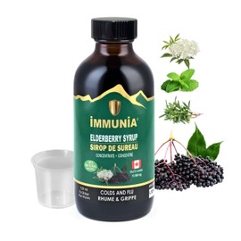Immunia Elderberry Syrup for Adults & Kids C Relieves Colds & Flu Faster. Delicious Taste, No Sugar Added. Made in Canada. (3-Pack)
