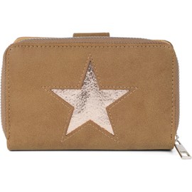 styleBREAKER 02040076 Women's Zip Around Purse with Star Cutout in a Metallic or Sequined Look Brown