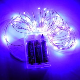 Uhugu Fairy Lights Battery Operated, 16Ft Fairy Lights Battery Operated with 8 Flashing Modes and 8 Hours On 16 Hours Off Timer(Purple,1 Pack)