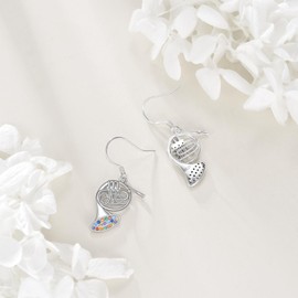 French Horn Earrings 925 Sterling Silver Music Earrings for Women Trumpet Earring French Horns Jewellery French Gifts