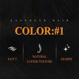 Easyouth Real Hair Tape-In Extensions, Black Extensions, Real Hair Tape-In Remy Hair, Black, 40 cm, 20 Pieces, 40 g, Hair Extensions Tape, Real Hair, Straight, #1