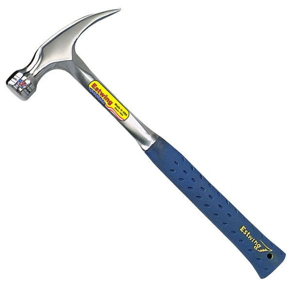 Estwing Framing Hammer - 22 oz Straight Rip Claw with Smooth Face & Shock Reduction Grip - E3-22SR , Silver