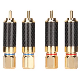 4Pcs RCA Sound Plug Carbon Fiber Gold Plated Oxidation Resistance Nonmagnetic Wire Welding Head HiFi RCA Sound Plugs